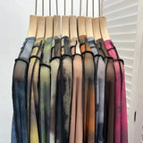 Spring Slim Women See-through Irregular Patchwork Mesh T-shirts Girls O-neck Full Sleeve Sheath Thin Crop Tops-Outfit