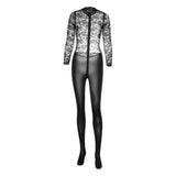 Night Swearing Lingerie Women Feel Lace Perspective Up And Down Double Zipper Open Stender Without Strip Of One-Joint