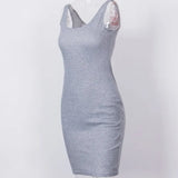 Women Base Dress Summer Bandage Slim Bodycon Party Sleeveless Backless Vest Mini Dress