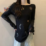 Women's sweater Loose fitting Tulle Irregular Sun protection Split Women's long sleeves Knitted Smock-Outfit