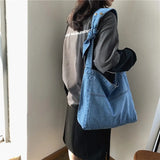 New Vintage Denim Shoulder Bags Women Simple Jeans Blue Handbag Large Capacity Fashion Women's Tote Messenger Shopping