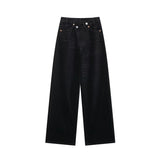 Fongt 2025 New Women's Fashion Fashion Double Trousers With Thin High-Rise Wide-Legged Jeans
