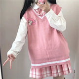 Fashion Oversize Harajuku Knitted Sweater Anime Tank Tops Women Pastel Goth Vest Y2k Kawaii Aesthetic Emo Alt
