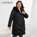 Women's Winter Down Jacket Long Classic Design Zipper Pocket Women Solid Color Coat Leisure Plus Size Parkas