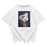 Neck Short Sleeve Loose Harajuku Avatar Print Chic Women's T-shirt Summer Korean Version 95% Cotton Stretch Female