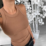 Fongt Women's Sexy Multi-Color Scarf Small Vest Women's Tight Women's T-Shirt Polyester Polyester