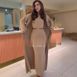 Fongt 2025 New Fashion Solid Color Long Knitwear Dress Elegant Suit Woman