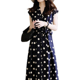 Fongt Retro Wave Dot Dress 2025 New Women's Summer Waist Thin Temperament Design Sense Small Chiffon Skirt