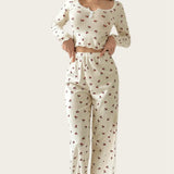 Hot New Pyjamas V-Neck Casual Fashion Elastic Trousers Women's Long-Sleeved