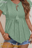Fashion Hollow Summer Blouse Jacquard Butterfly Sleeve Women Sweet T Shirt Lace Up Tops Mujer Shirts Lady Blusas