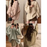Fongt Version Of The New Soft-Mascued Knitting Coat On The Head Of The Lazy Windy Loose Sweater Coat Women's Large Size Autumn And Winter Fashion