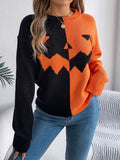 Shooting Autumn And Winter Halloween Ghost Pumpkin Bump Color Long-Sleeved Jacket Sweater Women's