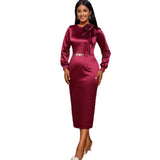 Fongt Three-Dimensional Floral And Vertiny Dress Elegant Temperament To Pack The Party Party Long-Sleeved Dress Dress Dress Dress