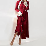 Fongt French Collar Long Sleeve New Women's Temperament Elegant Long Dress