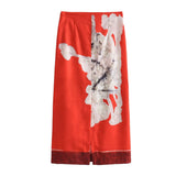 New Blended Printed Split Straight Skirt 2394119-Outfit