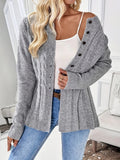 Fongt Women's Single-D Row Leisure Long-Sleeved Knitted Jersey Autumn And Winter Collar Warm Coat Sweater