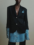 Fongt Splicing Suit Jacket Female 2024 Autumn New Dress Suit Lapel High Sense Long Sleeve Small Suit Woman-Outfit