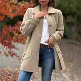 Fongt Autumn And Winter New Women's Collar Solid Color Casual Bow Hair Coat Women's Clothing