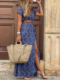 Neck Short Sleeve Paisley Print