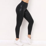 Fongt Style Leopard Print Buttock Fitness Pants, Tight Elastic Print Yoga Pants High Waist Slim Sports Pants-Outfit
