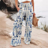 Fongt Spring And Summer New Four Seasons Of Leisure Wide Leg Trousers Print Burst Loose Trousers Women