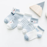 5 Pairs/lot 1 to 12 Yrs Cotton Children's Socks Stereo Animals Summer Thin Kids' Mesh Socks Cute Girls Boys