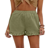Fongt New Women's Shorts Burst Casual High-Waisted Cotton Straight Trousers