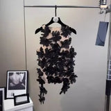 Fongt Temperament Vest 2025 Autumn And Winter New High-End Design Three-Dimensional Flowers Beautiful Sleeveless Body
