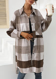 Women's Clothing Station Autumn And Winter Grid Single-Breasted Long Windbreaker Coat-Outfit