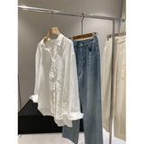 Fongt White Linen Shirt Women's Summer Thin Loose Temperament Old Money Cotton Linen Shirt Sunscreen Top