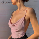 Bright Silk Tank Tops Sexy Backless Low Chest Vest 2020 New Spring Solid Fashion Streetwear