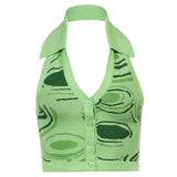 Streetwear Fashion Striped Halter Knitted Vest For Women Sexy Backless Slim Outfits Female Tank Tops 2020 Autumn