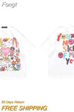 Men's clothing Oversized t-shirt Hip Hop Anime Ainting Letter Heart Rainbow Angels Print Y2k Harajuku Cotton Half Sleeve