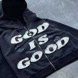 Fongt New God Is Good Embroidered Velvet Towel Embroidery Coat