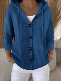 Fongt Sheintemu Spring/Autumn Hooded Long-Sleeved Button Sweater Cardigan