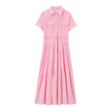 Fongt New Belt Shirt-Style Splicing Dress 2240371