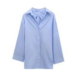 Fongt 2025 Winter New Women's Fashion Simple Back Folding Loose Shirt