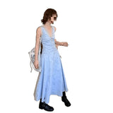 Fongt Errors No Errors Summer New Design With Blue Lace Splicing Kinesi Dress Woman