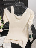 New 2022 Chic Korean Fashion Off Shoulder Knitted Sexy Sweaters Women Summer Vintage Elegant Lady Short Tops