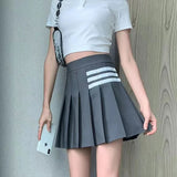 High Waist Mini Pleated Skirts Women Korean Preppy Style Chic Short Faldas Elegant Black Safety Lined Tennis
