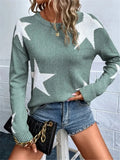 Fongt And Winter Loose Round Collar Star Pattern Knitted Long-Sleeved Sweater