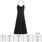 Fongt Women's Clothing 2025 Spring Festive Dress Hanging Neck Collar Silk Texture Dew Back Dress