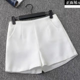 Fongt And Summer Slim Show Thin Shorts Female Blue New 2024 Korean Version Design Sense Casual A Word Wear Wide-Leg Pants-Outfit