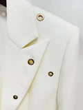QUALITY2023 Newest Designer Fashion Runway Suit Set Women's Slim Fit Single Button Grommet Lapel Blazer Pants Set