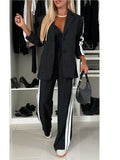 Fongt Spring And Autumn New Women's Long Sleeves Clip Casual Suit Set Two-Sleeve