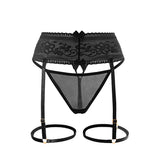 Fongt Seduction Sexy Garter Black Silk Flirtation Leg Ring Adjustable Pantyhose Ultra-Thin Garter Set
