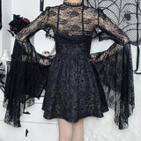 Temperament Dark Jacket Female Sexy Thin Cos Horn Sleeve Lace Cardigan-Outfit