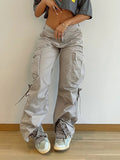 Cargos Style Parachute Pants Low Waist Women Joggers Harajuku Pockets Baggy Wide Leg Trousers y2k Streetwear Casual-Outfit