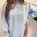 Hot Girls Read Books Letters Embroidered Crewneck Sweatshirt-Outfit