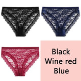 3PCS/Set Perspective Women Lace Panties Female Underpants Sexy Panties For Women Briefs Plus Size Pantys
